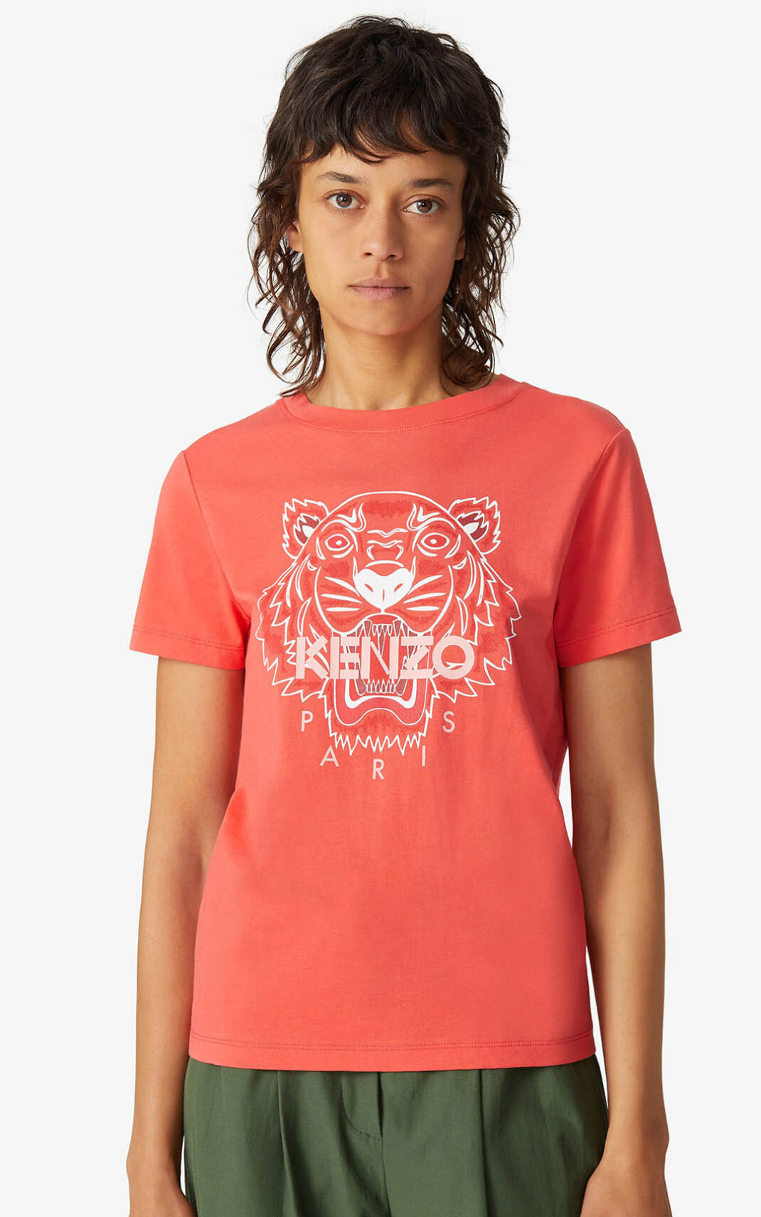 T Shirt Kenzo Tiger Femme Rouge | DNIE-29045